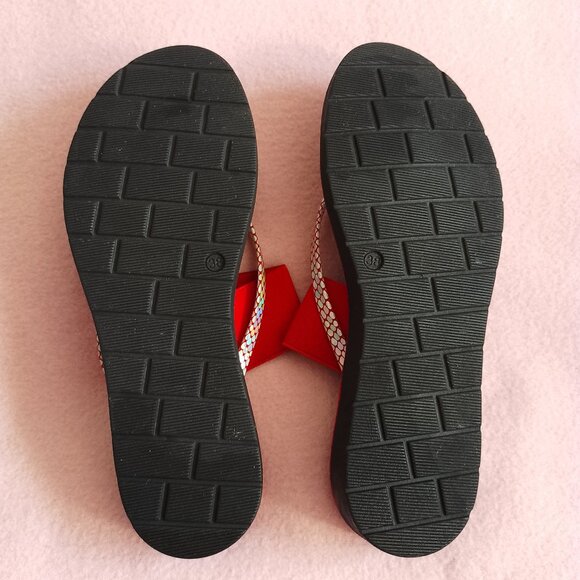 Ron White Rapisardi Sandals, Black and Red, Made in Italy, Size 38 - Picture 7 of 8